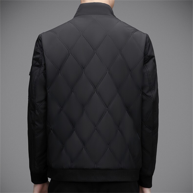 秋冬新款立领棒球服菱形格薄棉服男士中青年休闲百搭薄款棉衣外套,男装棉衣,电商B212（原钱塘6029）
