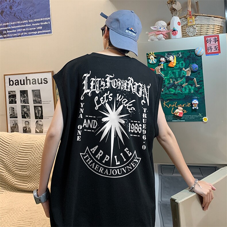 量大优供视频得物直播品质220克夏季纯棉背心无袖T恤WB177,男装T恤,电商A486