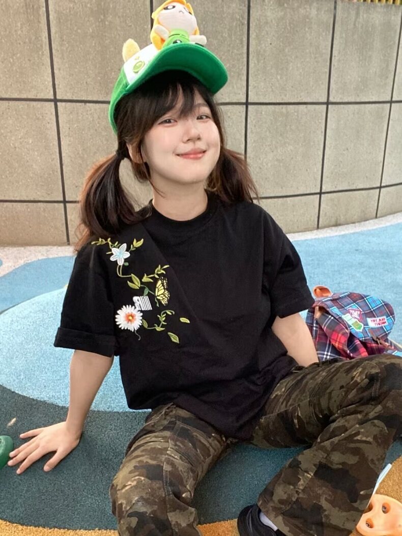 刺绣花卉短袖t恤女夏季2025新款宽松小众设计感半袖上衣TA1480,男装T恤,星座1116A（原606A-3）