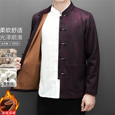 常货高货中老年山羊绒含加绒唐装三件套男中年唐装外套，男装民族服装，钱塘723