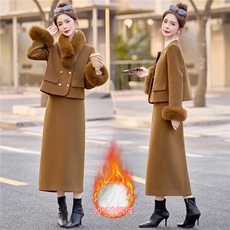 2026年冬季90羽绒服套装韩版真狐狸毛袖口领子淑女通勤保暖两件套，女装棉衣/棉服，众宇琦