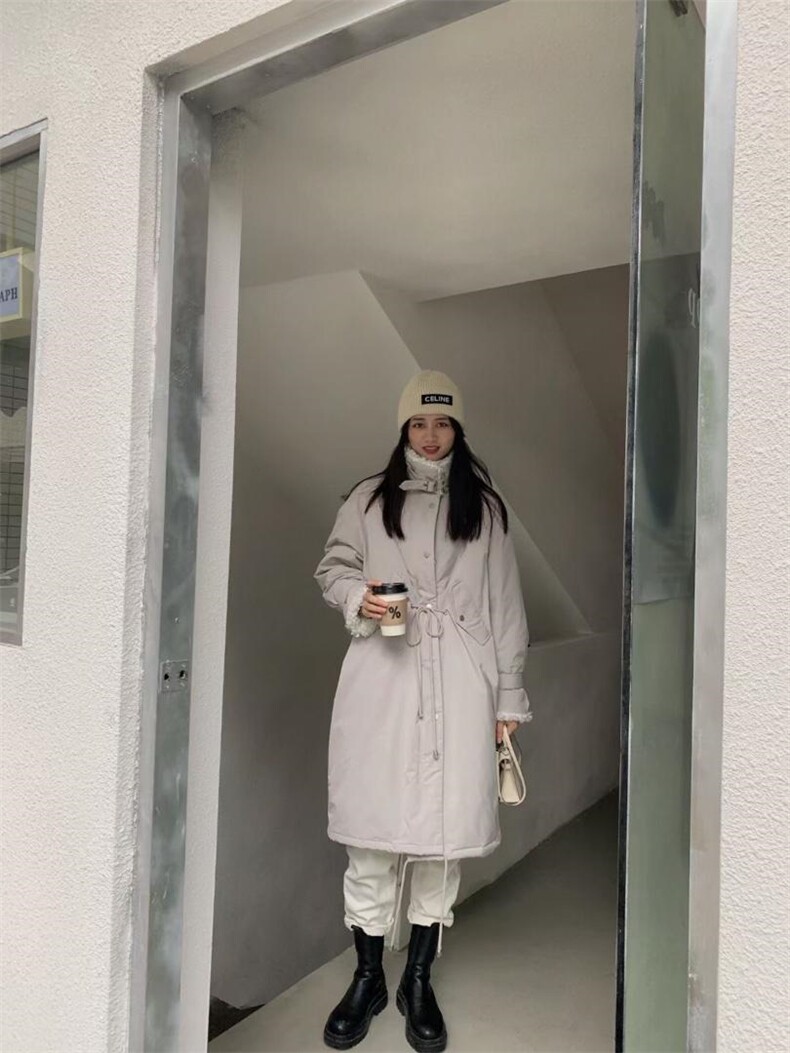 长款羊卷毛拼接羽绒外套 Size:SM，其它，里奈(1F)