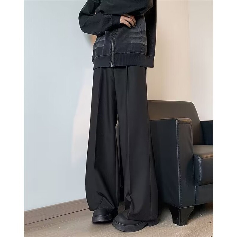 显瘦小西裤男士免烫阔腿宽松坠感直筒轻熟风微喇叭西装裤X320/P38,男装西裤,星座506