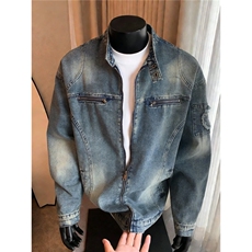 有货。春秋美式牛仔外套男女休闲工装夹克W6942-P70，男装工装外套，星座412-3