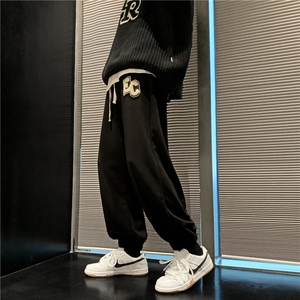 秋季新款华夫格贴标大码休闲裤玉米粒长裤子 K265*P50*控68图片