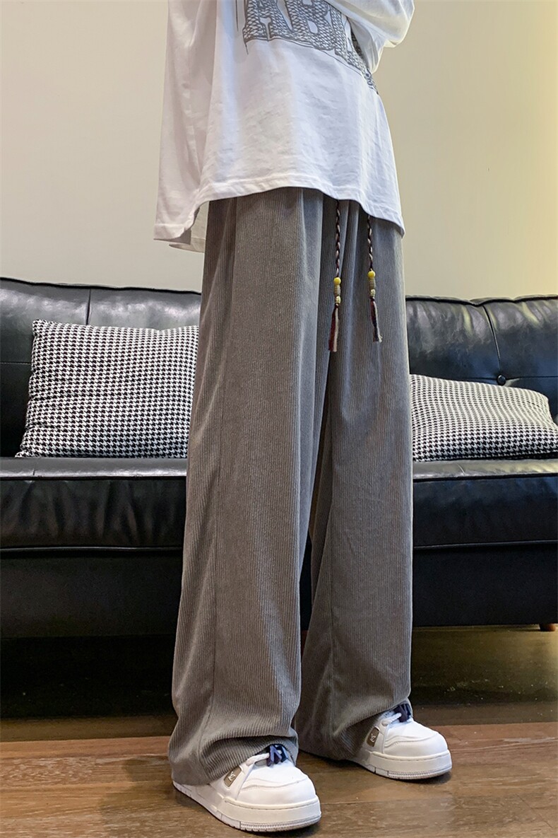 8XL-M特大码秋季新款垂感休闲裤男宽松直筒裤男裤拖地裤K940P40,男装休闲裤,电商D206-1