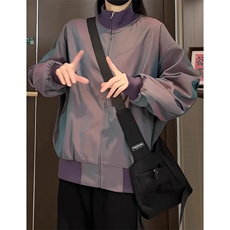 （网图）炫彩缎面飞行夹克立领短款廓形美式棒球服J2591-P70，男装夹克，星座1213
