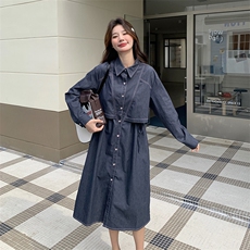 牛仔连衣裙长款风衣，女装连衣裙，浙宝069