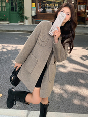 山羊绒双面呢大衣女装宽松显瘦中长款外套，女装双面呢大衣，天使之佳话