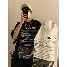 美式高街小众印花短袖男生潮流百搭宽松T恤JK23231-p35控48，男装T恤，星座605(原A050)