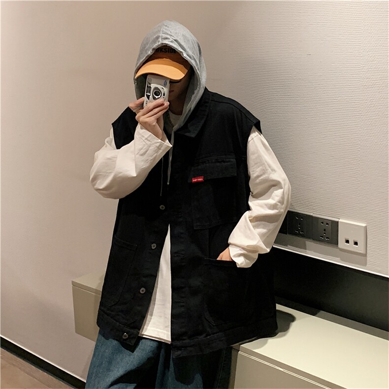 MJ208-p58-限价88M-5XL现货oversize连帽马甲宽松大码牛仔马甲，男装背心/马甲，星座116