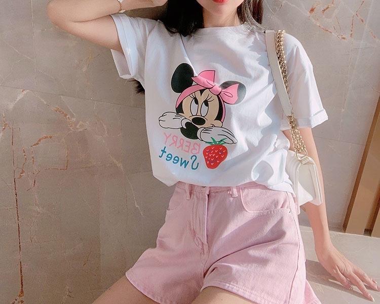 DG869新款印花粉蝴蝶结米奇T,女装,L·H·X