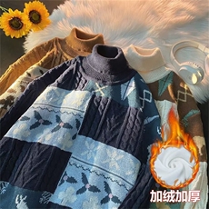 美式高领加绒毛衣男慵懒风休闲针织衫RYM49P65，男装针织衫/毛衣，星座1116-2