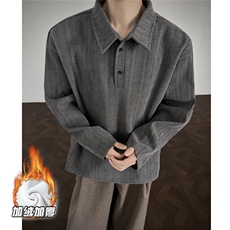 现货T1015-常规P35特控68加绒P40特大码麦穗条长袖T恤，男装T恤，电商D232