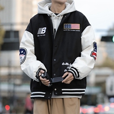 F31-P82潮美式棒球服外套男款秋冬季高街情侣装宽松夹克上衣，男装夹克，星座512-6