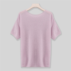 2025年夏季常规款通勤单件套头短袖时尚百搭针织衫，女装针织衫/毛衣，绒崒