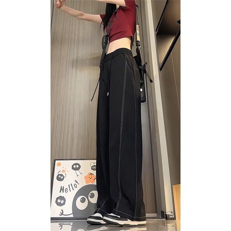 网图慎用冰丝抽绳阔腿裤男女夏季垂坠感宽松休闲裤310A-818-P20，男装休闲裤，四季星座310A