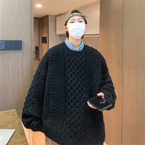 M6126/P75秋冬港风宽松毛衣外套女针织衫宽松大码潮毛线衣男图片