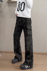 B221美式ins高街暗黑修身微喇迷彩弹力牛仔裤LK25462-特P45控78，男装牛仔裤，电商B221