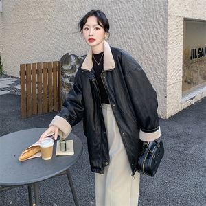 黑色PU皮内胆羽绒服女冬季加厚2025新款高级感炸街白鸭绒机车外套图片