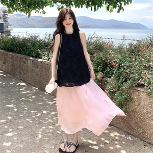 甜美蕾丝提花背心半身裙套装女夏2025新款独特绝美两件套超火减龄图片