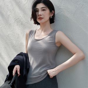 2025夏季新款羊绒衫女100纯山羊绒简约纯色百搭薄款柔软吊带背心图片
