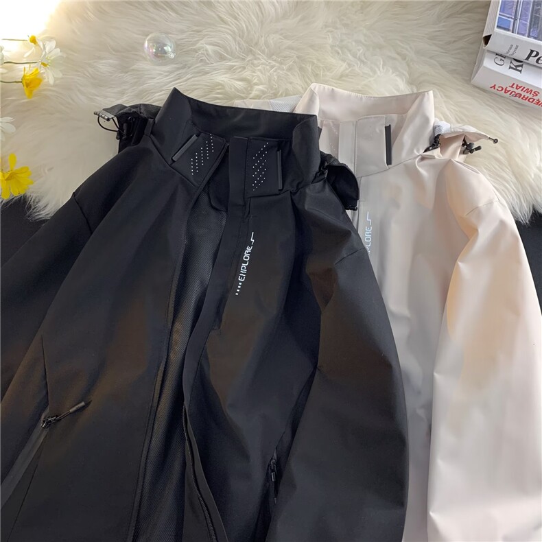 美式冲锋衣外套男秋季连帽户外宽松登山防水机能风上衣J10/P55,男装夹克,星座506B