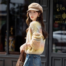 现货！V领套头针织衫时尚女毛衣2025秋季新款宽松好看设计感毛衣，女装针织衫/毛衣，韩宇舍