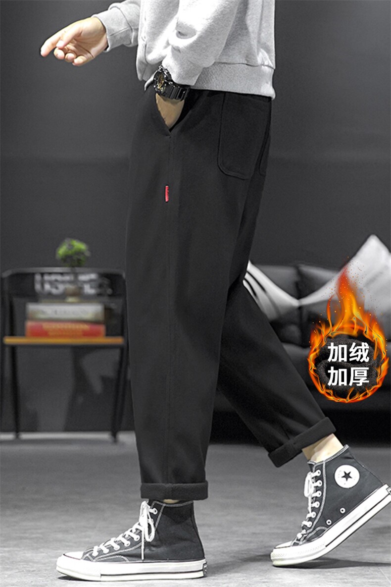2023HK20139加绒日系沙发大码纯色绣标长裤M-5XHK20470-P45,男装休闲裤,电商A022