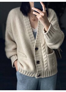 时尚百搭女士秋季新款修身显瘦双面针织开衫长袖毛衣外套
