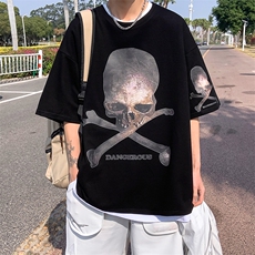 B239-D913-P28美式夏季落肩袖短袖t恤男骷髅头印花体恤上衣，男装T恤，星座514-2(原B239)