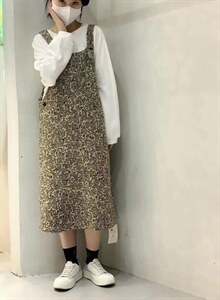 印花牛仔背带裙图片