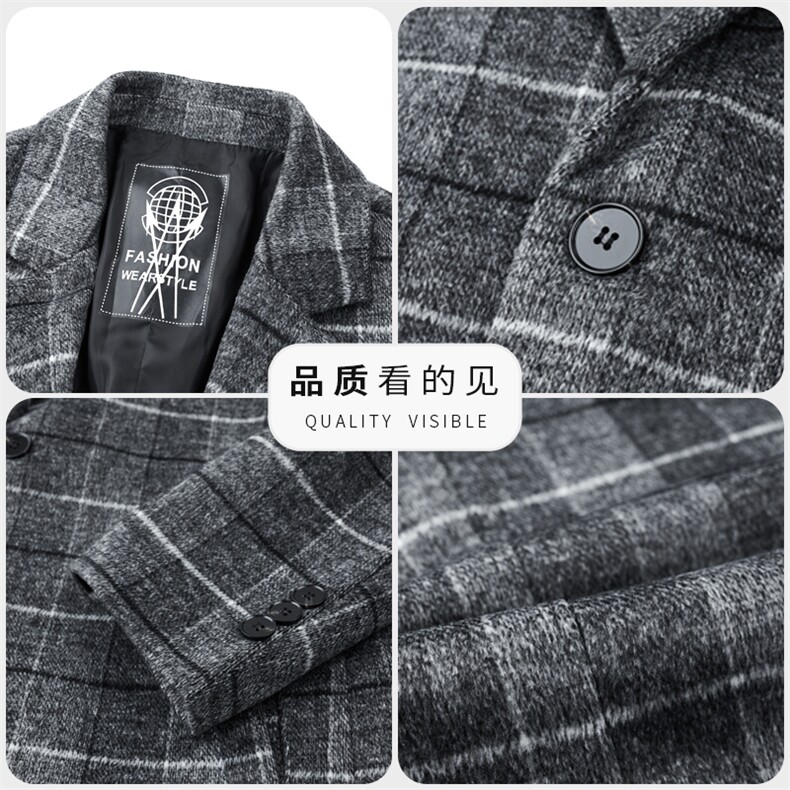 主推秋冬季双面呢中长款羊毛大衣中青年男商务休闲羊毛呢外套,男装毛呢大衣,钱塘723