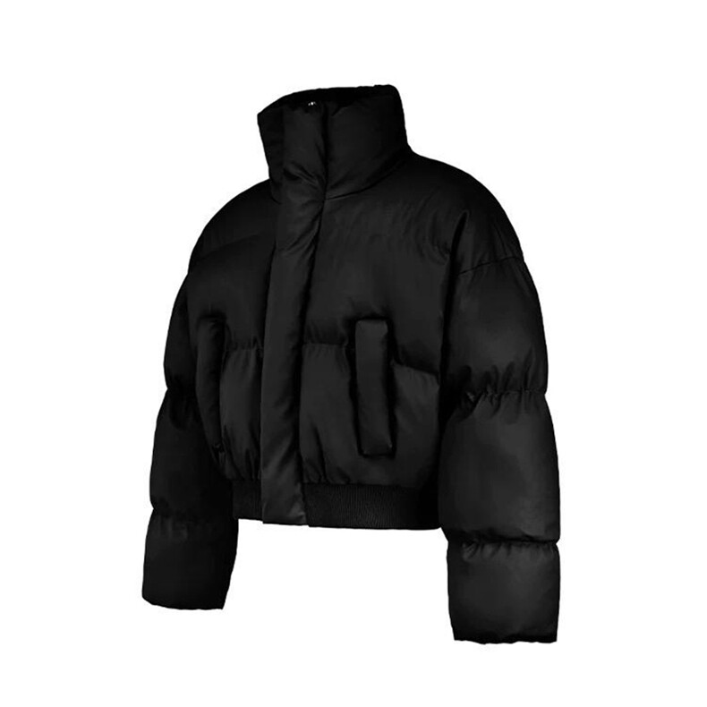 现货5W件冬季三防重磅硬挺boxy短款羽绒立领PU皮棉衣外套加厚棉服，男装棉衣，电商A486