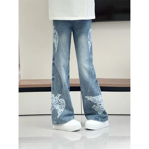 【有货】N6014LL-特P65 蕾丝和平鸽贴布刺绣牛仔裤男女款裤子图片