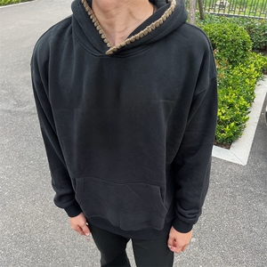 抖音得物高品质二开 25秋冬美式重磅宽松纯色连帽贝壳刺绣卫衣W63图片