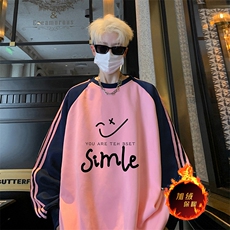抖音得物供货提供视频秋冬重磅美式宽松织带圆领卫衣07158，男装卫衣，电商A486
