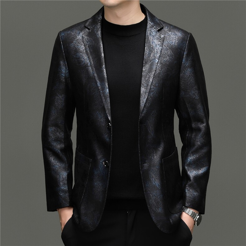 BG7103春秋款海宁真皮皮衣男头层绵羊皮外套印花商务休闲男士西服,男装西服,电商B360A（原721A）