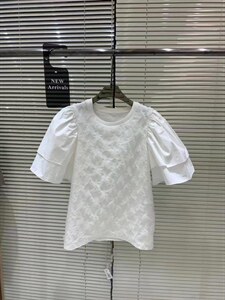 【现货】拼接袖工艺面料短袖图片