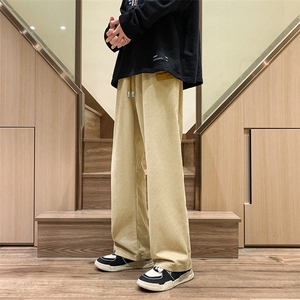 K3198-P45加绒50秋冬加厚美式潮牌灯芯绒织带垂坠感拖地休闲男裤图片