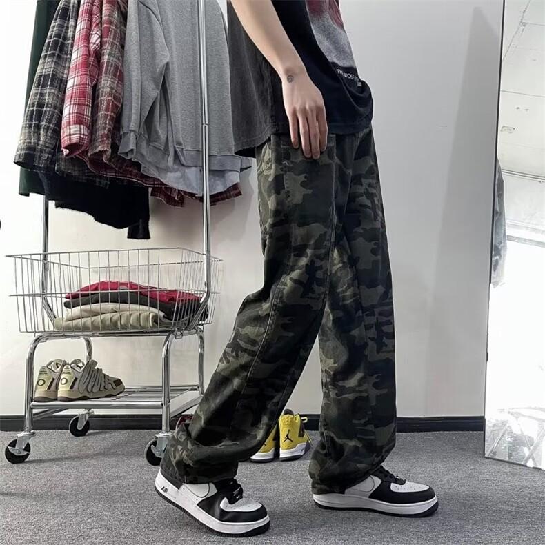 2024美式牛仔裤男款春季迷彩拼接工装裤长裤潮ND181P45,男装牛仔裤,星座1116-2