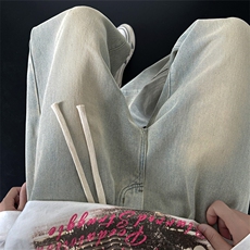 抖音品质.现货!牛仔裤男直筒裤vibe阔腿长裤A080-9299-P40控68，男装牛仔裤，电商A080