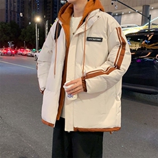 棉服男冬季新款港风宽松假两件连帽棉衣MF8587-特P78，男装棉衣，星座214-3