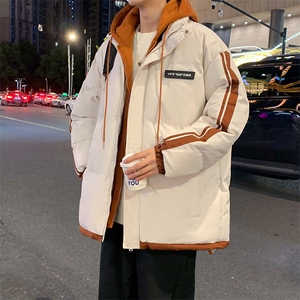 棉服男冬季新款港风宽松假两件连帽棉衣MF8587-特P78图片