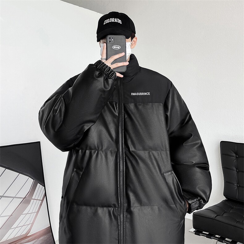 冬季立领皮棉衣男士加厚字母棉服潮流拼接棉袄大码A266-P01-P80,男装棉衣,电商A266