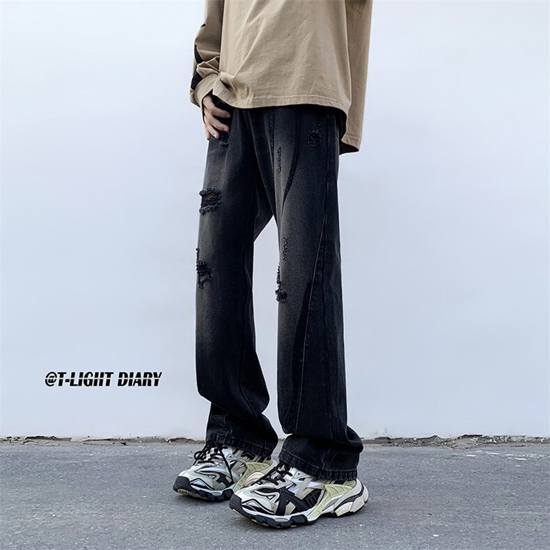 B221 美式ins高街小众个性男女破洞牛仔裤 LK23001-P65 控88图片