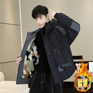 秋冬男式加绒加厚夹克男时尚派克服加厚棉衣男外套MY8650-P93图片