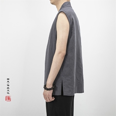 夏装风男装棉麻男士无袖汉服外套T008P70，男装民族服装，钱塘802