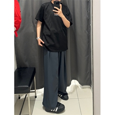 解构休闲垂坠感西装裤男复古直筒阔腿裤男女拖地西裤CK166-p52，男装西裤，星座1008