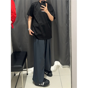 解构休闲垂坠感西装裤男复古直筒阔腿裤男女拖地西裤CK166-p52图片